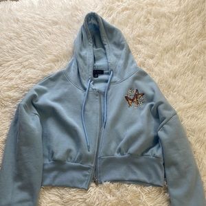 Faded Rose Graphic full zip cropped sweatshirt